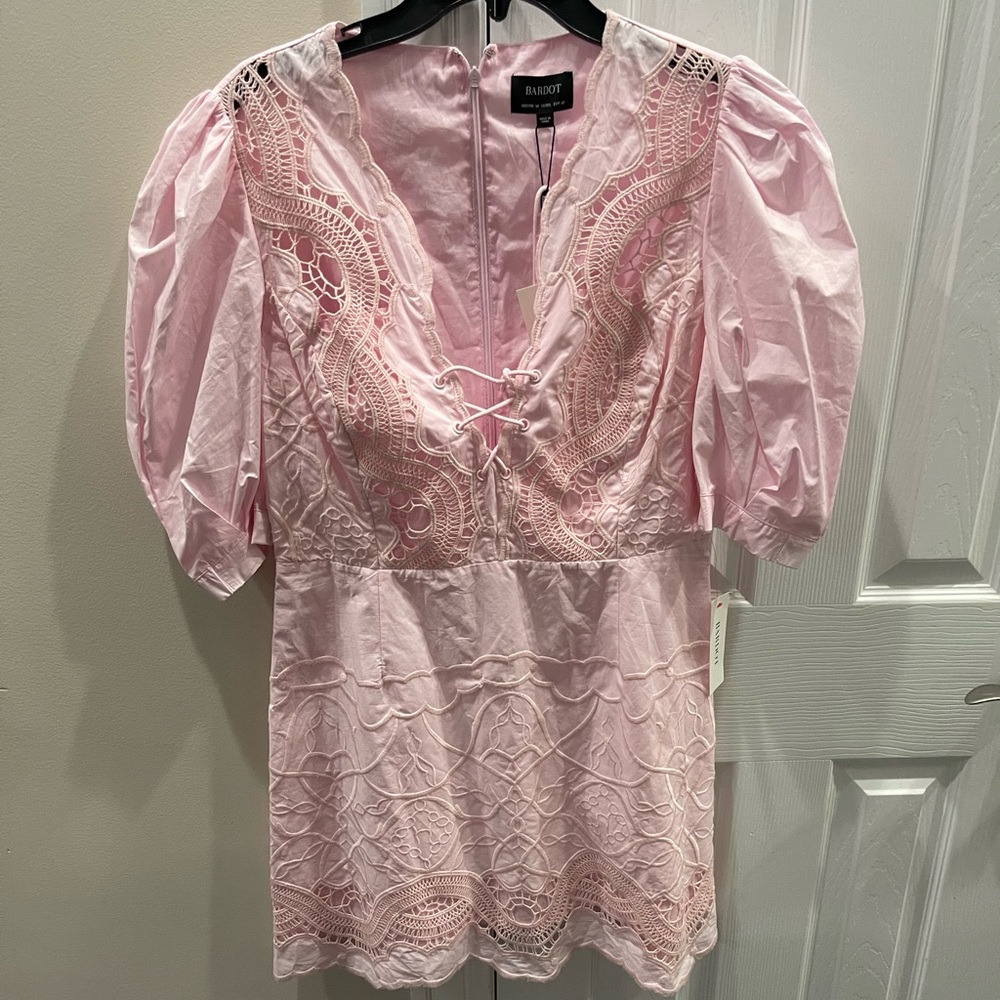 Pink Bardot mini dress, size 10, brand new with tags.